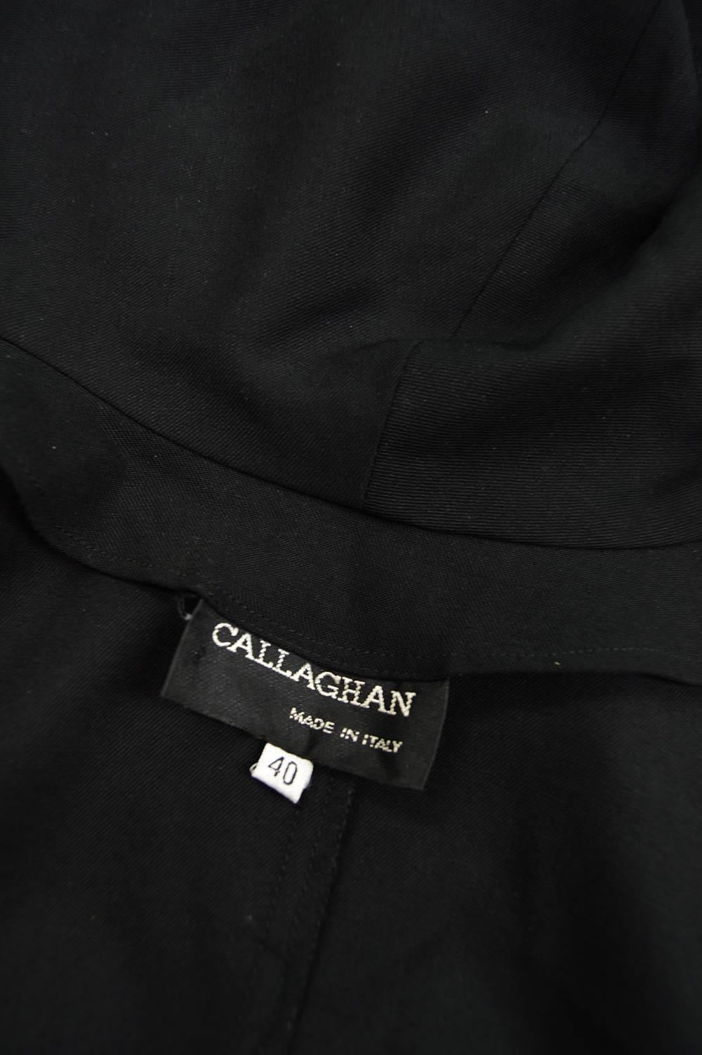 Romeo Gigli for Callaghan Knotted Fringed Black Stretch Wool Jacket, 1990s  For Sale 3