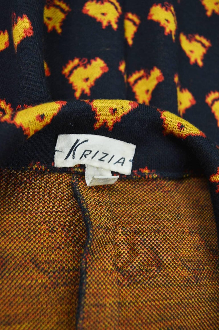 Krizia Vintage 1970s Black and Orange Scottie Dog Intarsia Knit Blazer ...