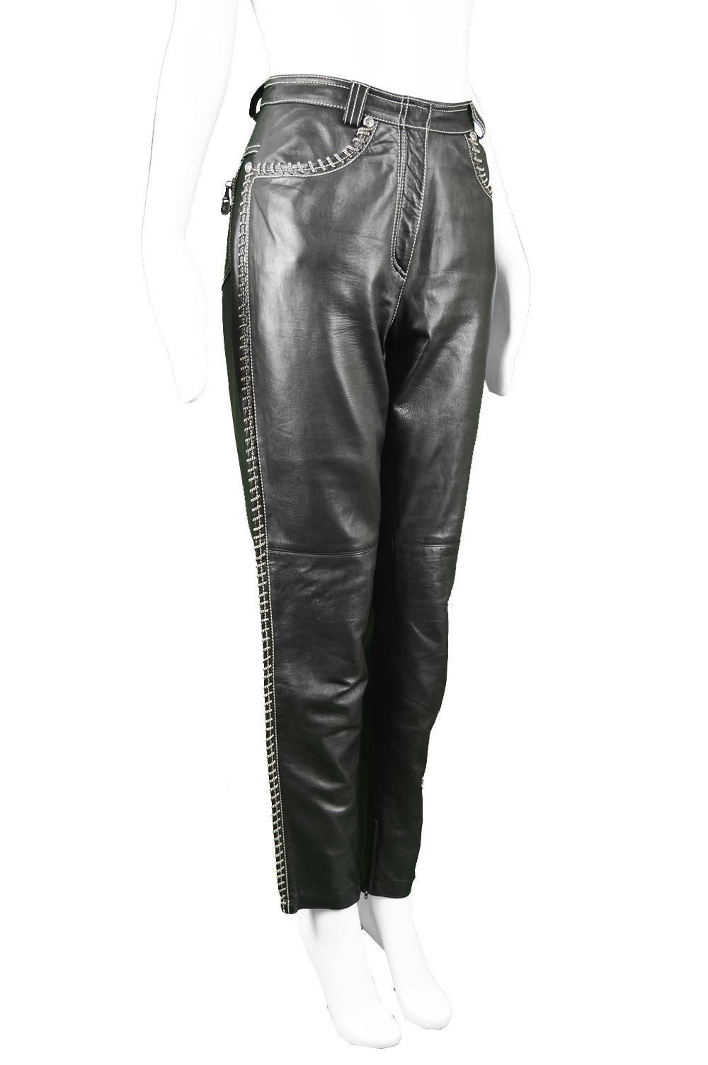 90s leather pants outfit