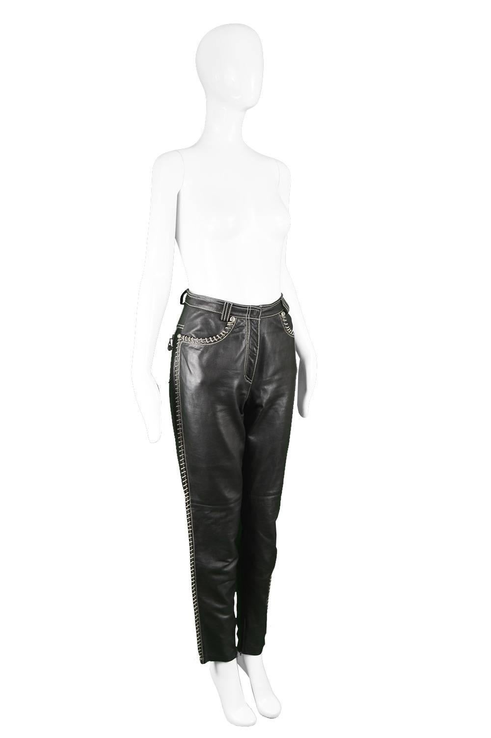versace leather trousers