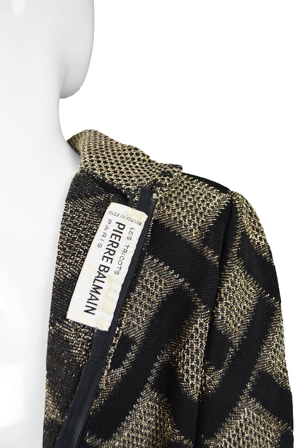 Pierre Balmain Black and Gold Lamé Vintage Tunic Top / Micro Dress, 1960s For Sale 3