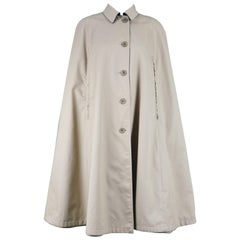 Burberry Retro 1960s Reversible Trench Gabardine & Wool Plaid Cape Coat