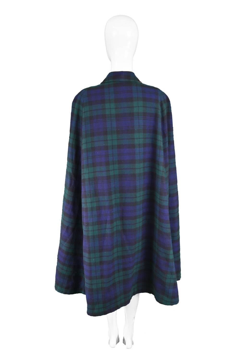 Women's Burberry Vintage 1960s Reversible Trench Gabardine & Wool Plaid Cape Coat