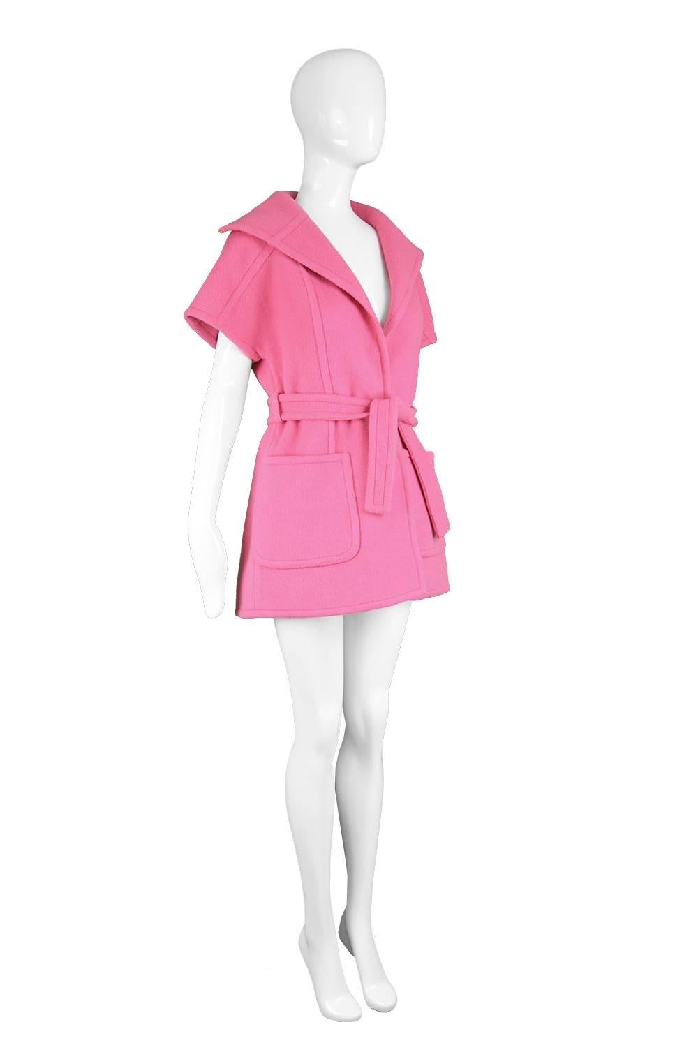 Women's Jean Charma Paris Vintage Couture Minimalist Bubblegum Pink Wool Jacket, 1960s  For Sale