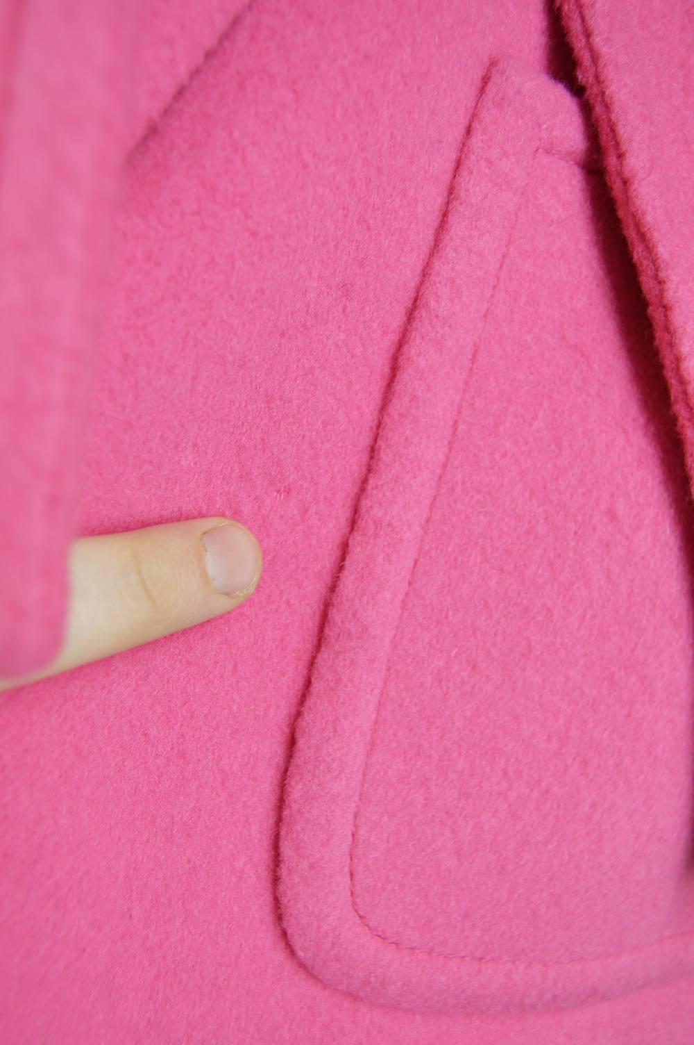 Jean Charma Paris Vintage Couture Minimalist Bubblegum Pink Wool Jacket, 1960s  For Sale 4