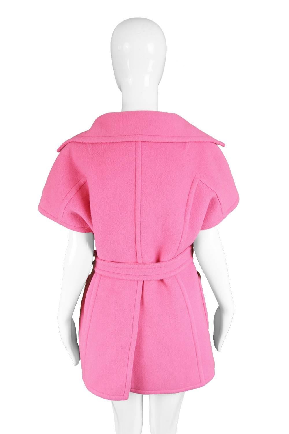 Jean Charma Paris Vintage Couture Minimalist Bubblegum Pink Wool Jacket, 1960s  1