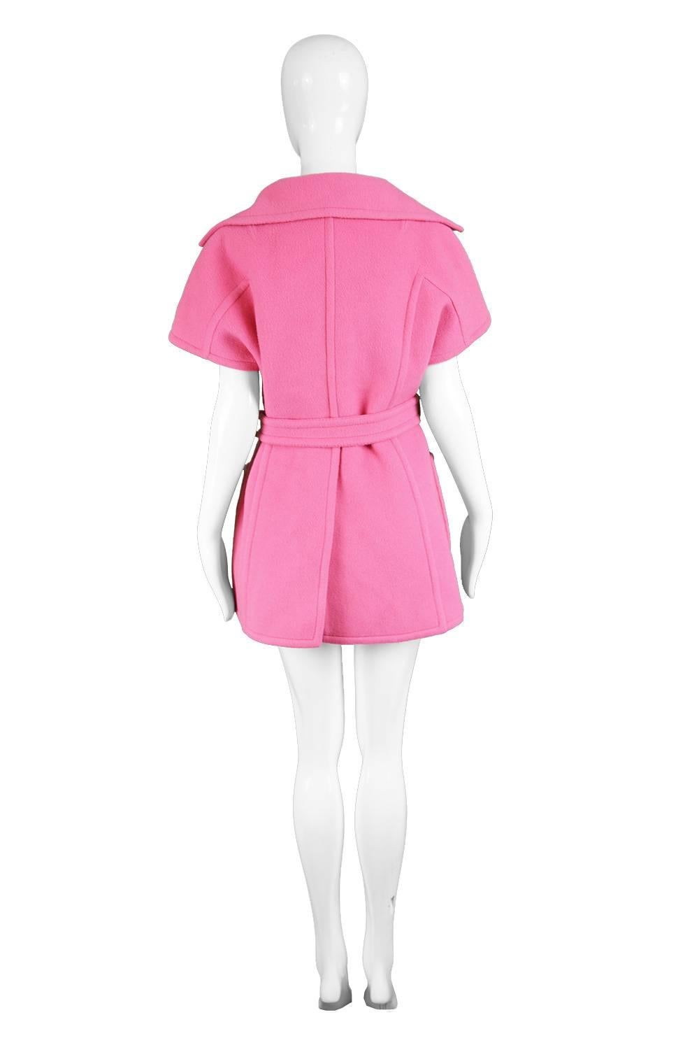 Jean Charma Paris Vintage Couture Minimalist Bubblegum Pink Wool Jacket, 1960s  For Sale 2