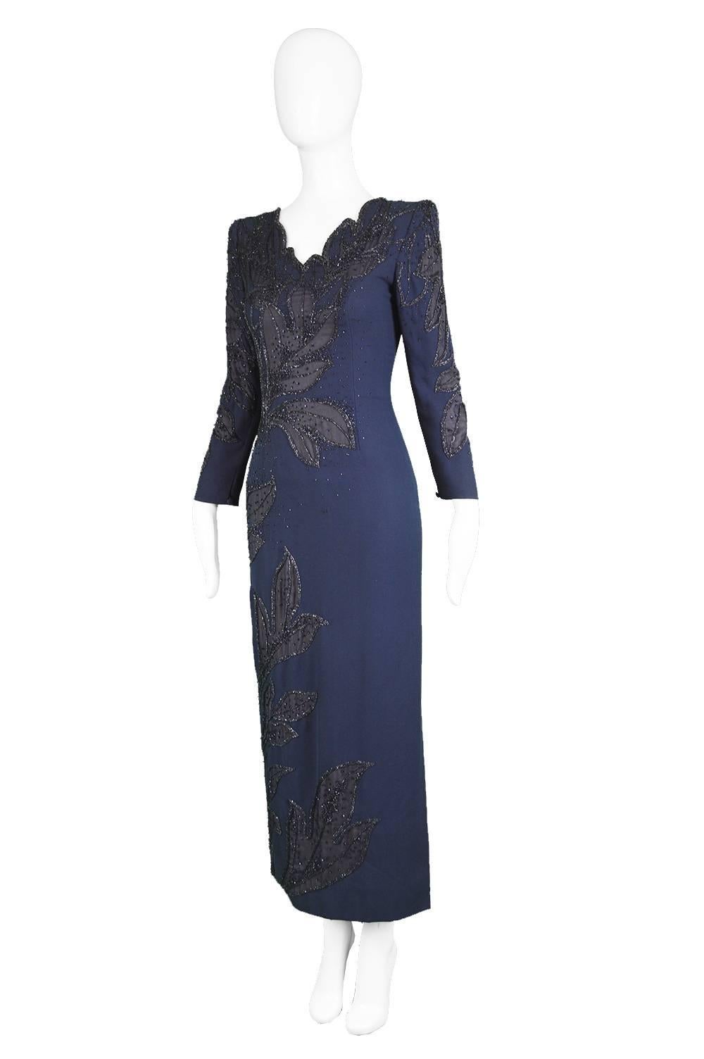 Renato Balestra Italian Haute Couture Vintage Beaded Evening Dress, 1980s  In Excellent Condition In Doncaster, South Yorkshire