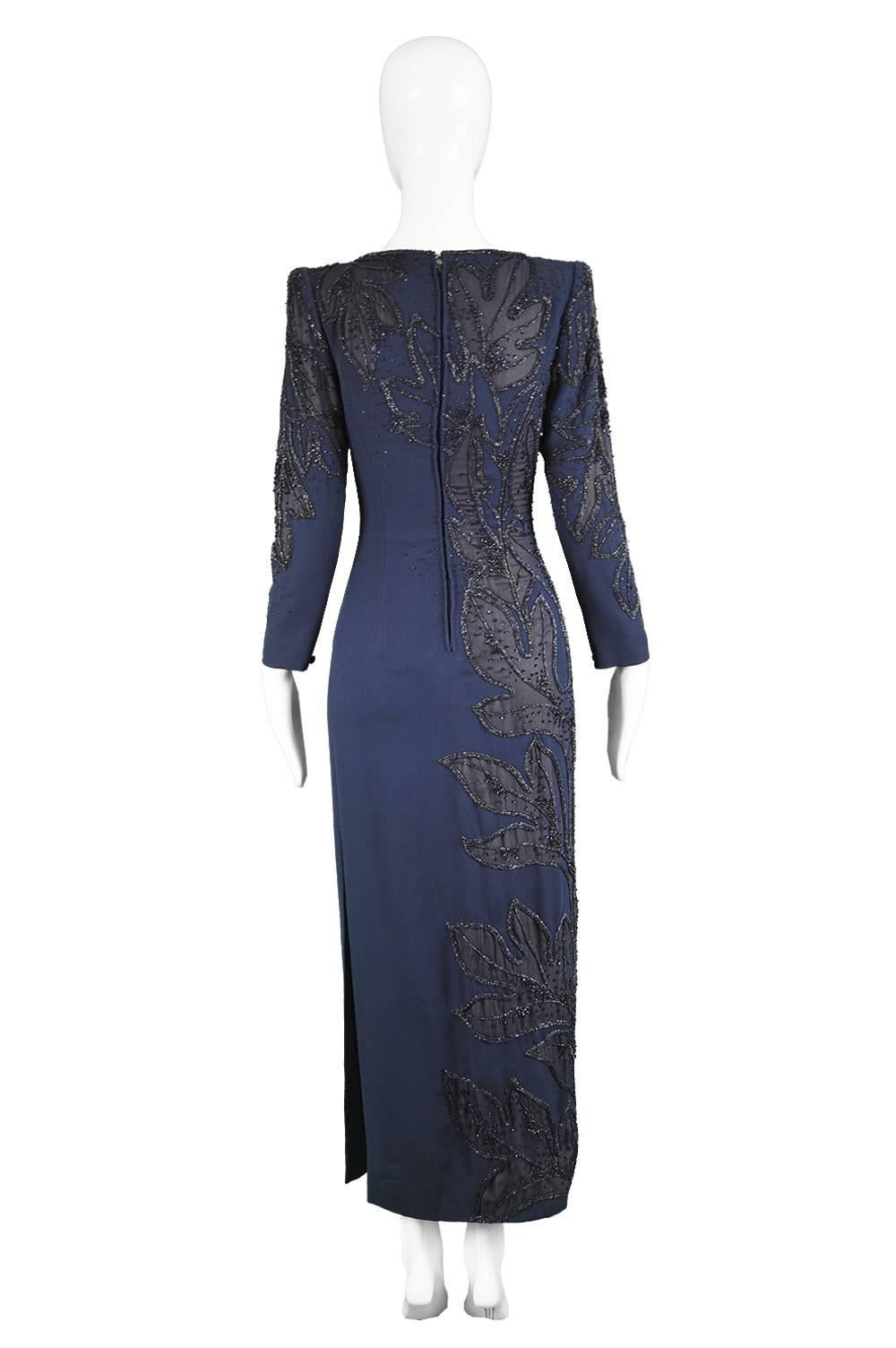 Renato Balestra Italian Haute Couture Vintage Beaded Evening Dress, 1980s  4