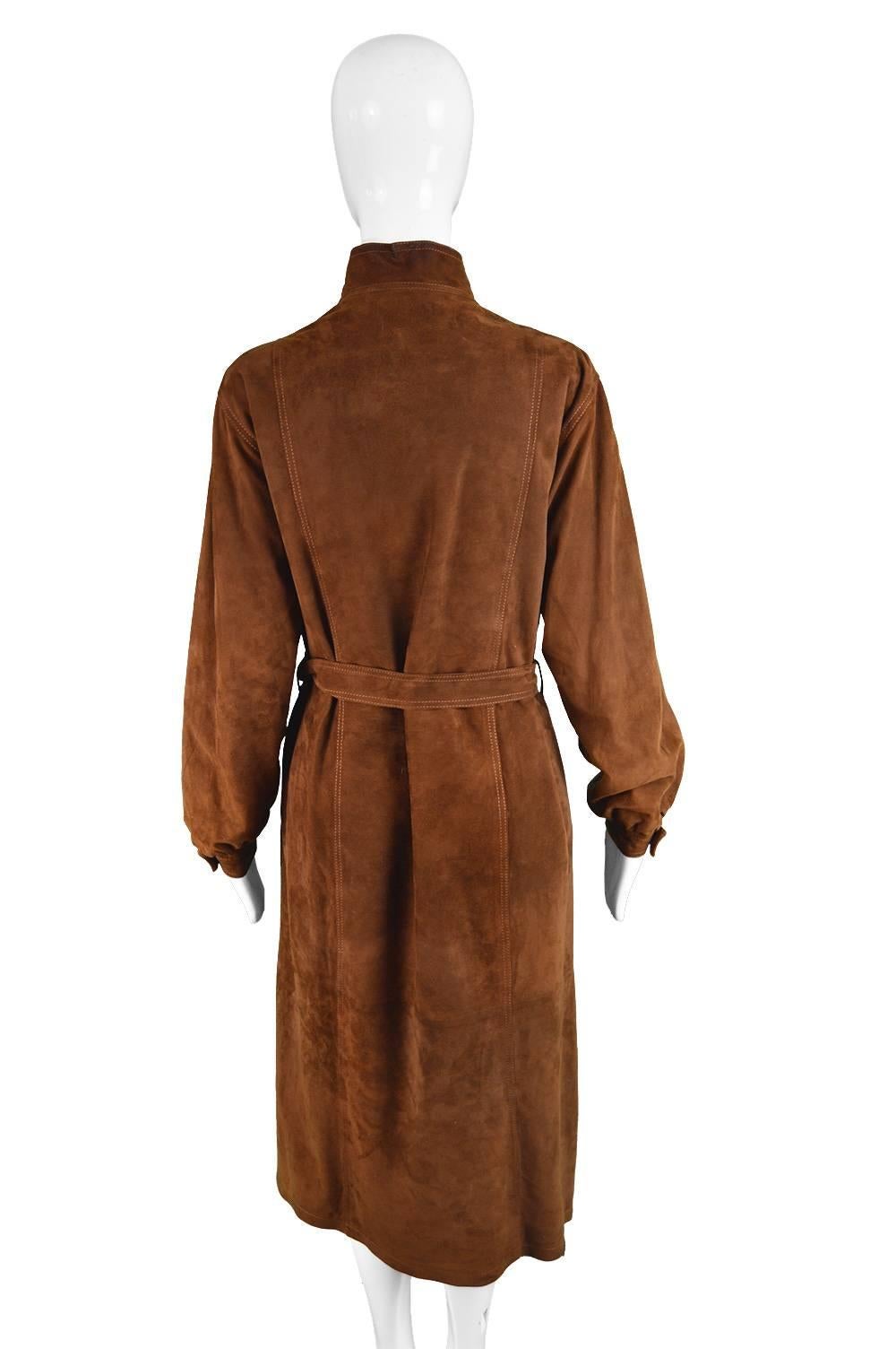 Loewe Vintage Brown Suede Double Breasted Shirt Dress, 1980s For Sale 1