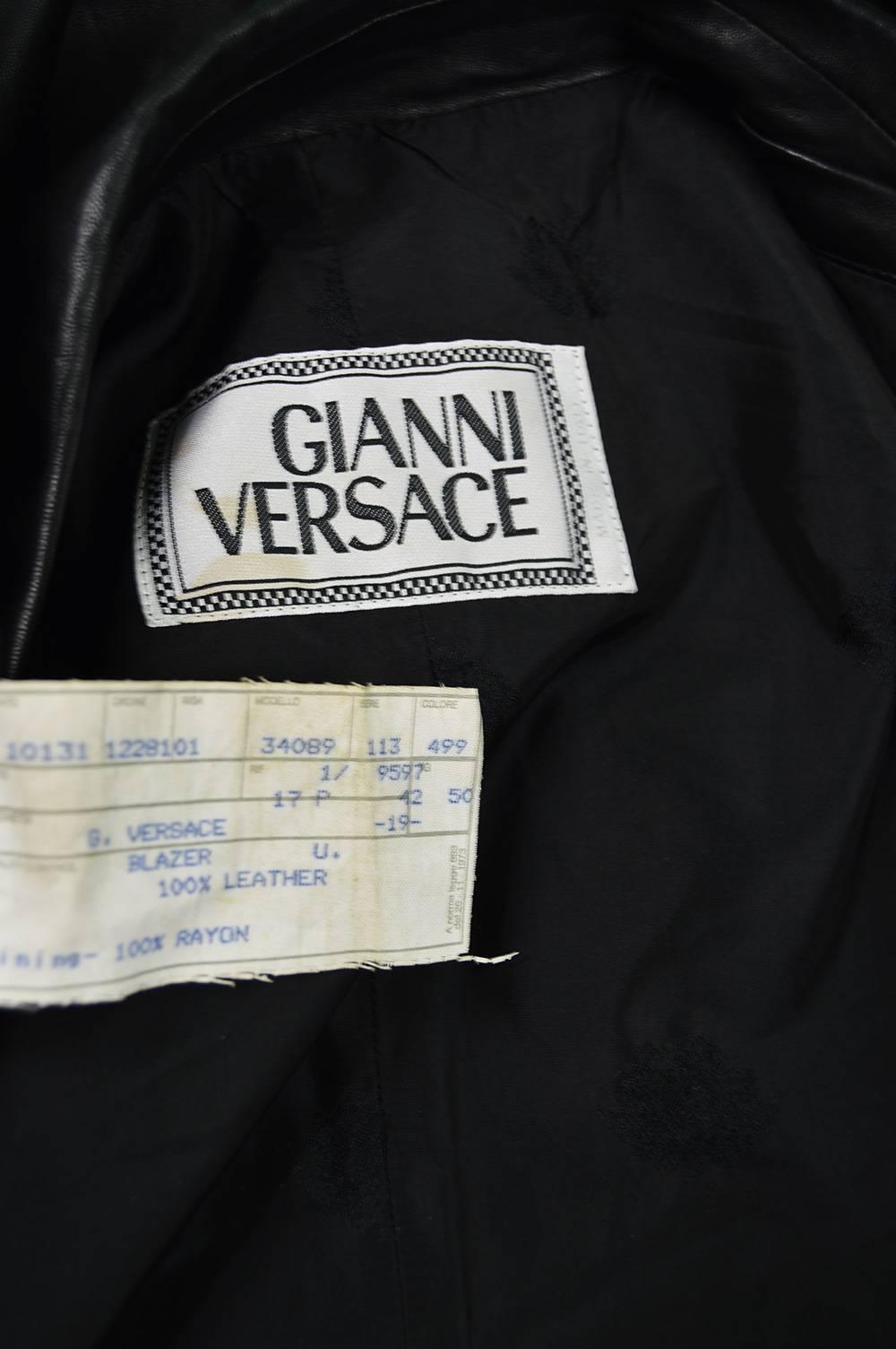 Gianni Versace Vintage Men's Leather Chain Embroidered Blazer Jacket, 1990s 3