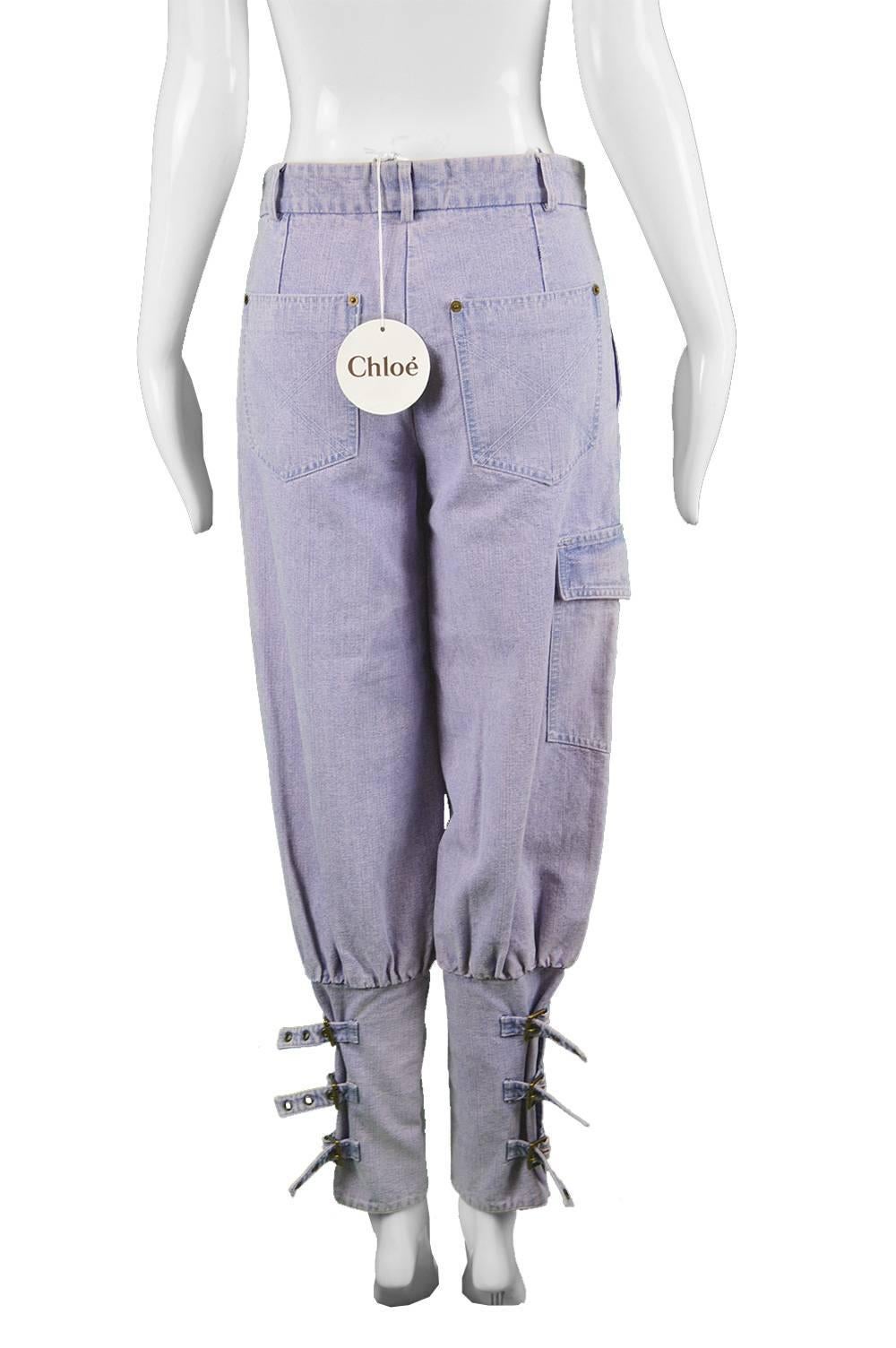 Chloé by Phoebe Philo Blue Pastel Pink Overdyed Denim Jeans / Shorts, S / S 2002 3