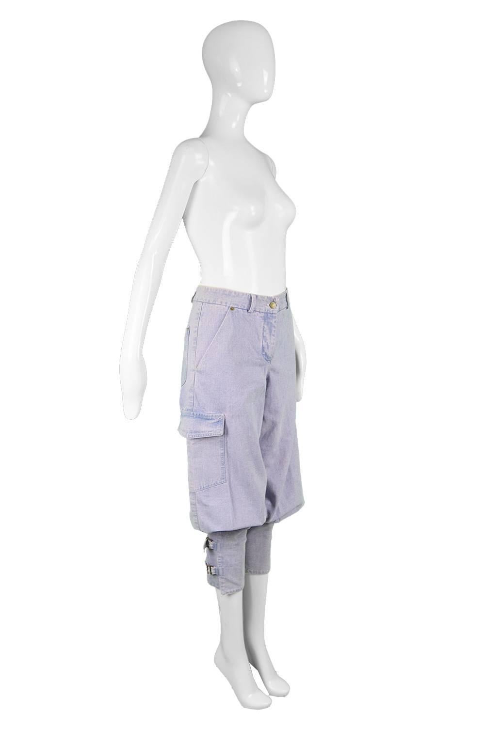 Chloé by Phoebe Philo Blue Pastel Pink Overdyed Denim Jeans / Shorts, S / S 2002 2