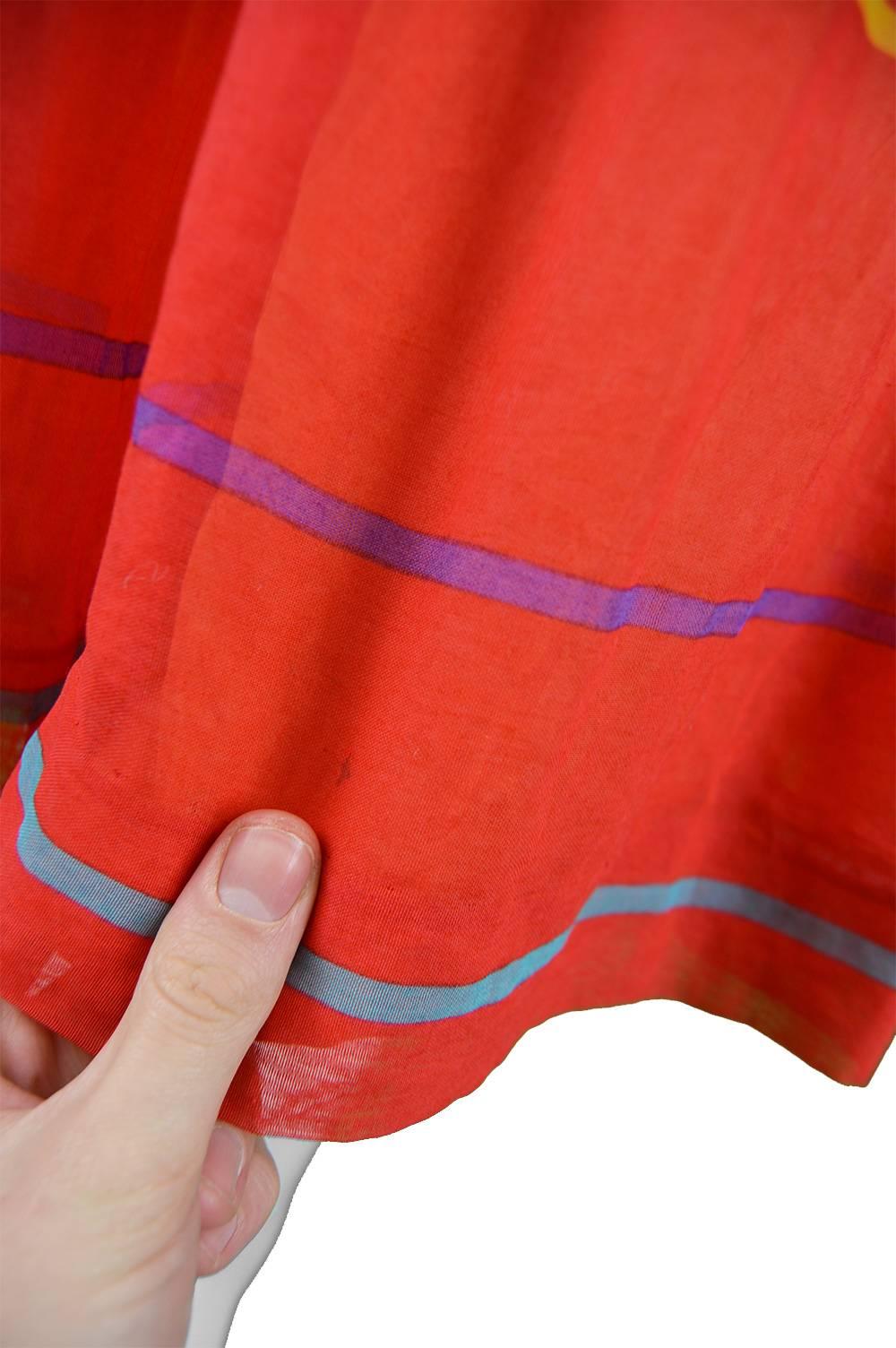 Céline Vintage Brightly Multicolored Cotton Gauze Striped Peasant Dress, 1970s 4