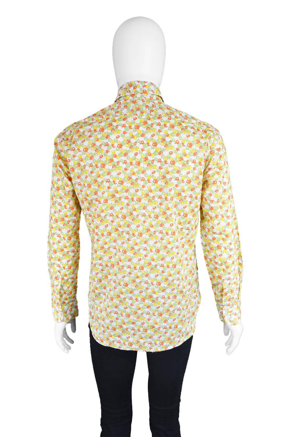 Beige Take 6 of Carnaby Street Vintage Apple Print Cotton Long Sleeve Shirt, 1960s