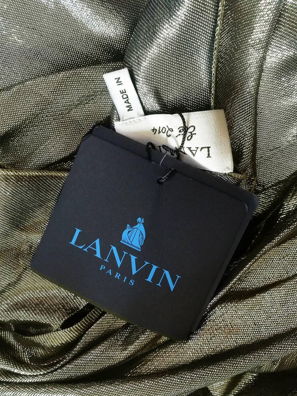 Women's Lanvin Silk Metallic Gold Lamé Floor Length Evening Gown, 2014