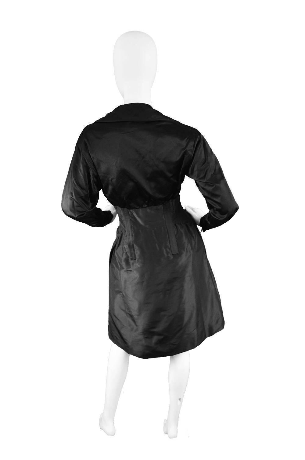 Christian Lacroix Vintage Black Duchesse Satin & Taffeta Boned Dress, A/W 1996 For Sale 2