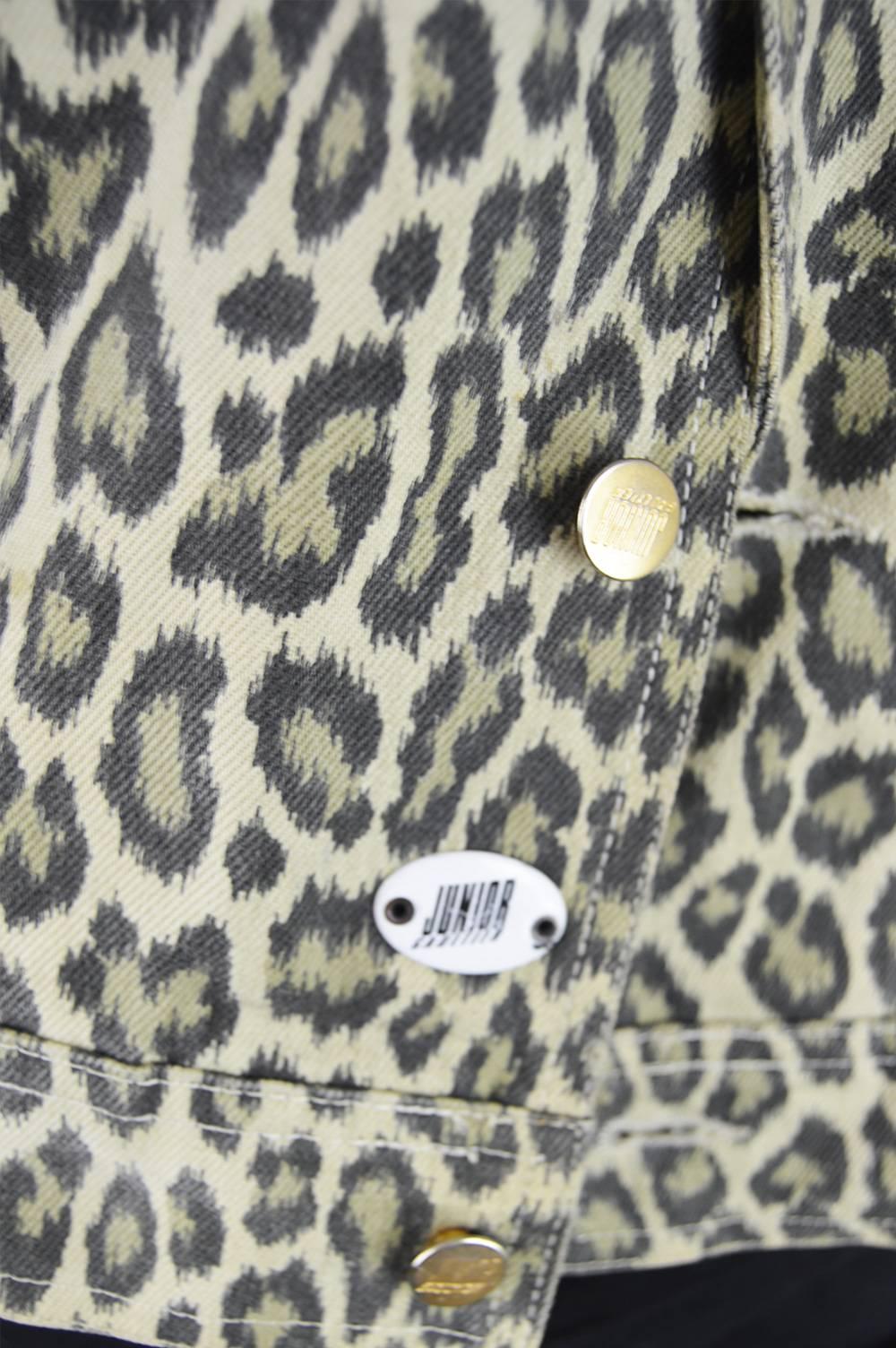 Brown Jean Paul Gaultier Vintage Men's Leopard Print Denim Jacket, 1990s