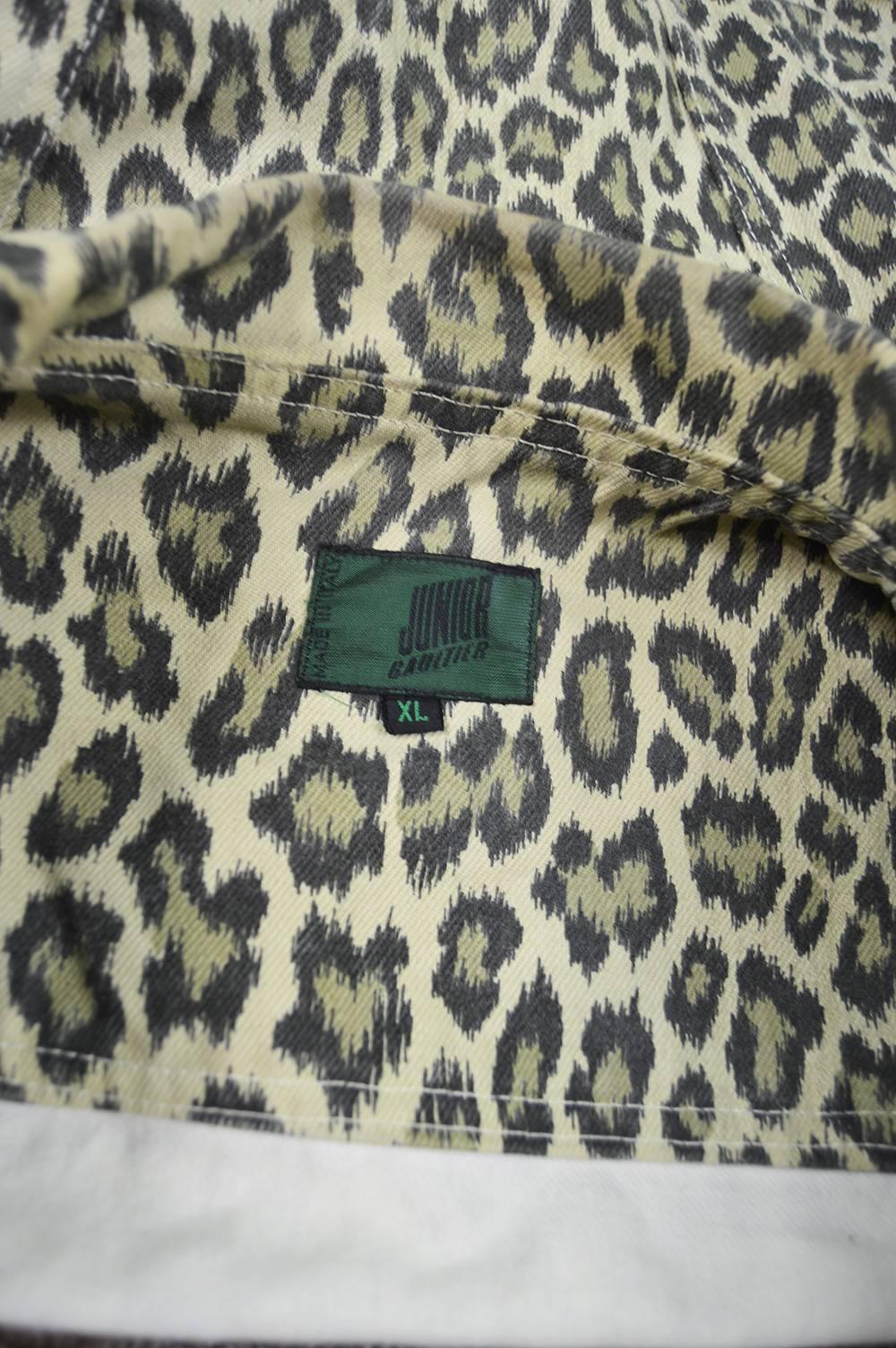 Jean Paul Gaultier Vintage Men's Leopard Print Denim Jacket, 1990s 2