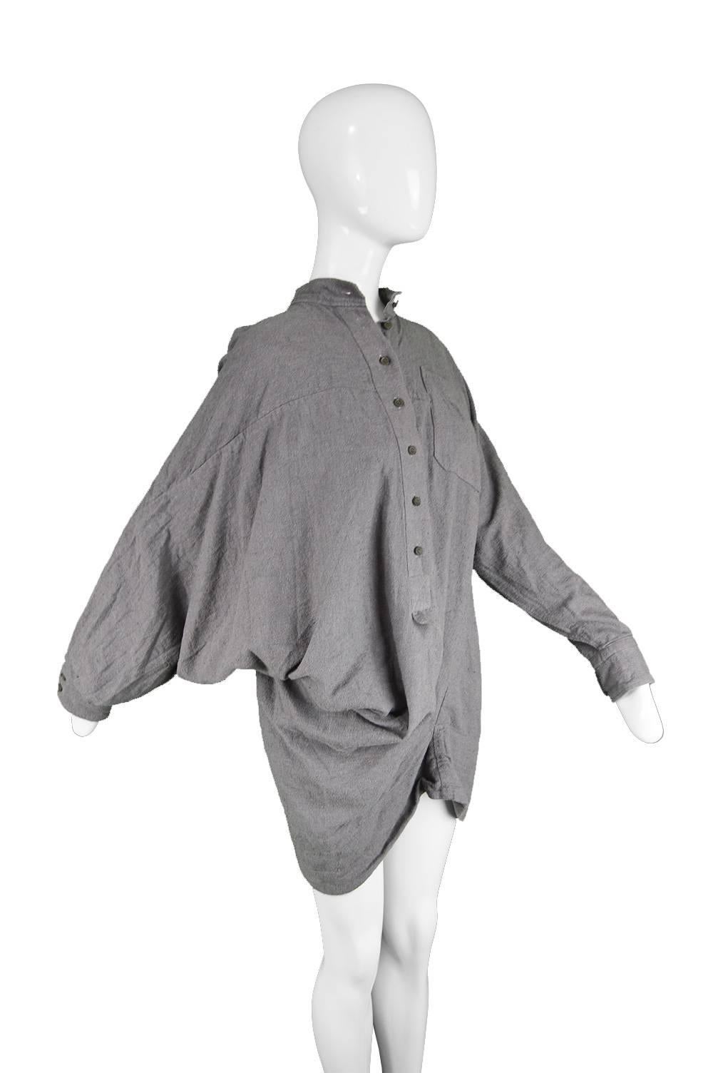 Gray Bernard Willhelm Avant Garde Asymmetrical Draped Women's Shirt / Mini Dress