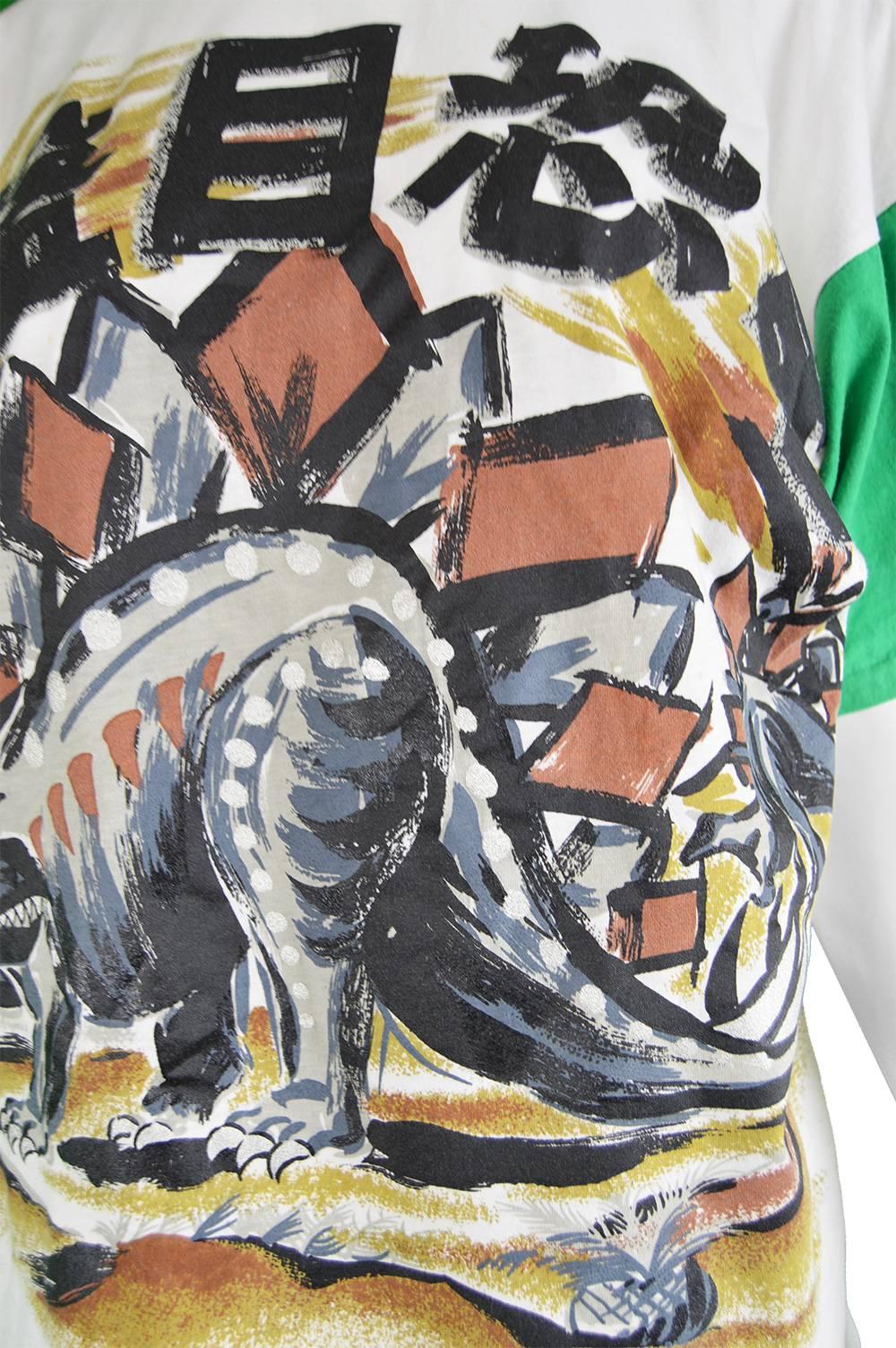 Men's Kansai Yamamoto Women's Dinosaur T Shirt with 3D Spine Detail, 1980s For Sale