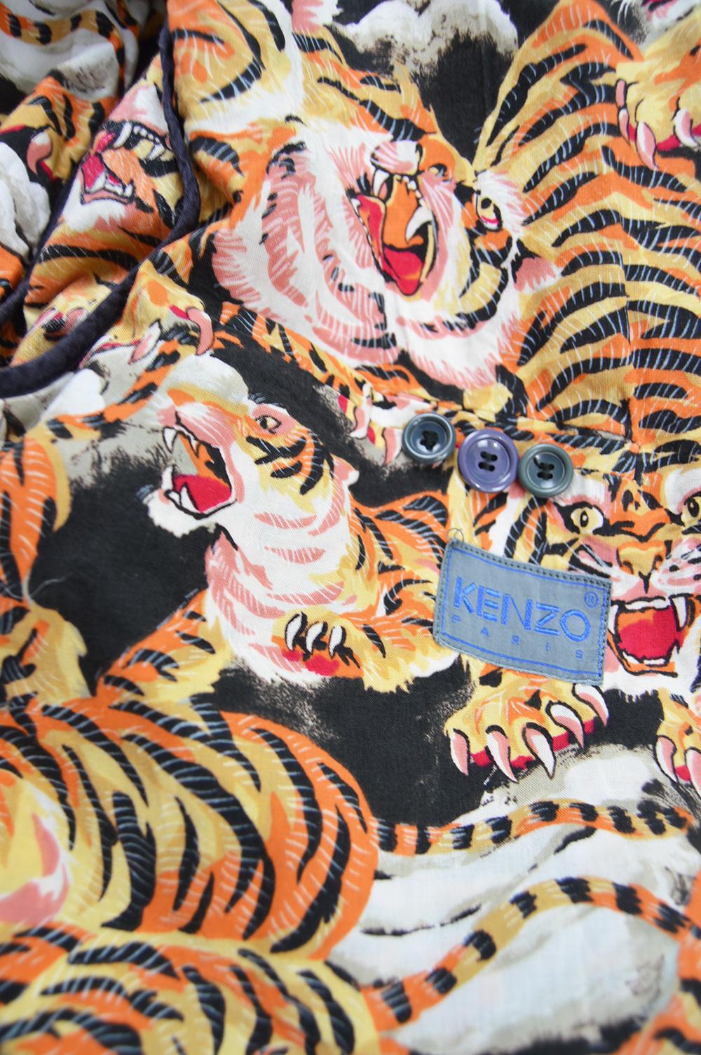Kenzo Men's Vintage Iconic Flying Tiger Print Cotton Blazer Jacket, 1980s For Sale 5