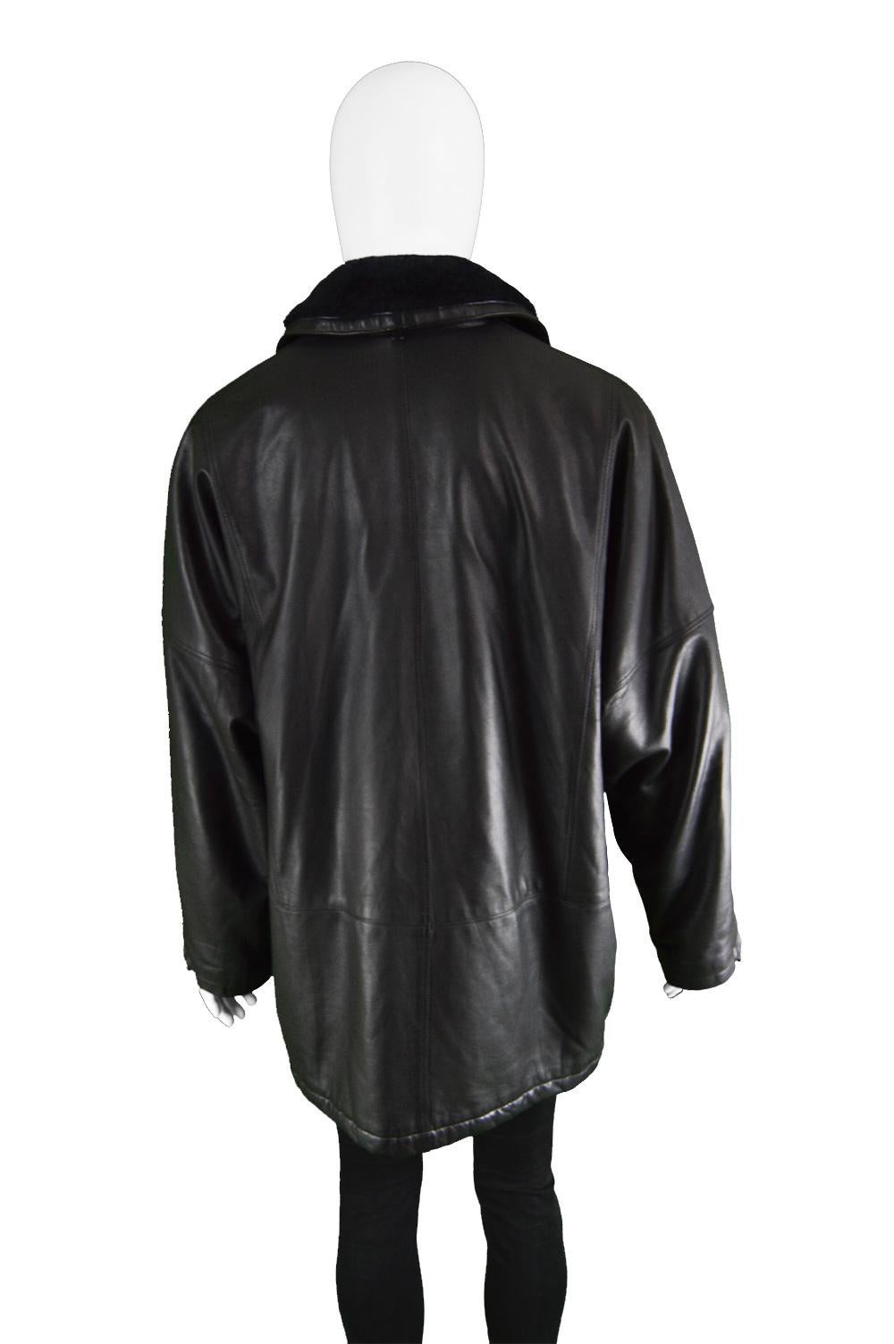 Gianni Versace Istante Men's Leather & Shearling Zeus Head Duffel Coat, 1990s For Sale 5