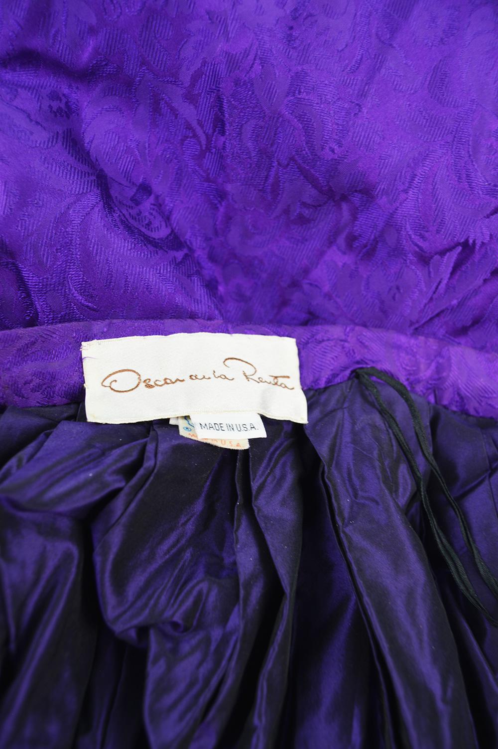 Oscar de la Renta Purple Silk Damask Satin Jacquard Ultra Wide Leg Palazzo Pants 3