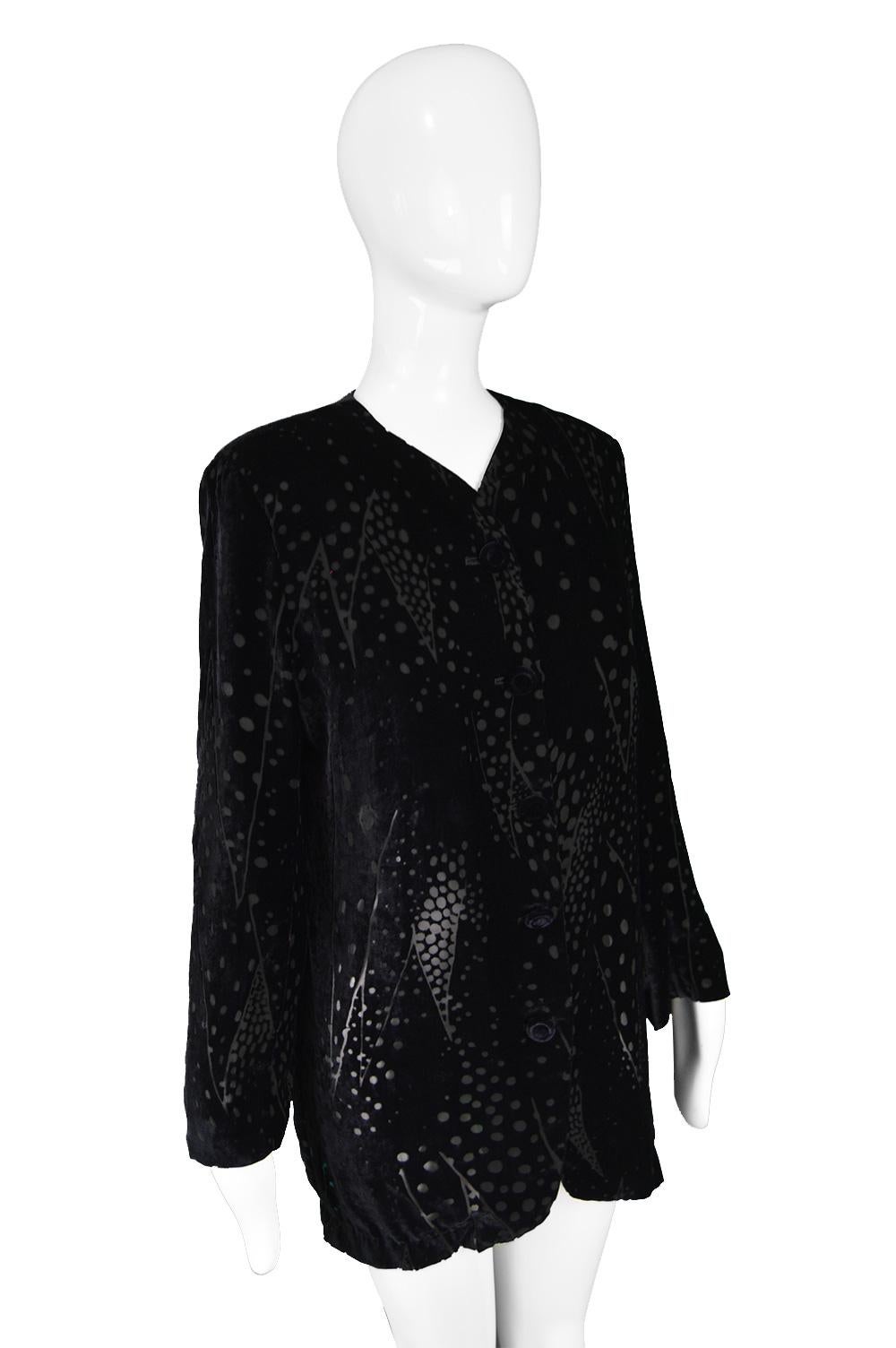 Georgina von Etzdorf Black Silk Devore Burnout Velvet Evening Jacket, 1980s For Sale 2