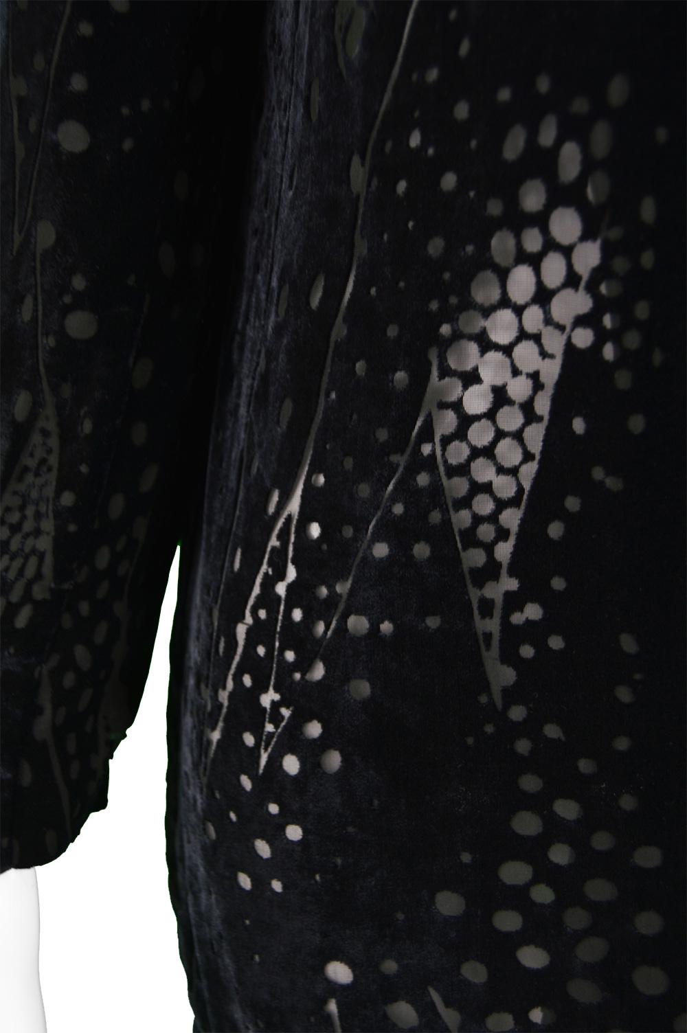 Georgina von Etzdorf Black Silk Devore Burnout Velvet Evening Jacket, 1980s For Sale 1