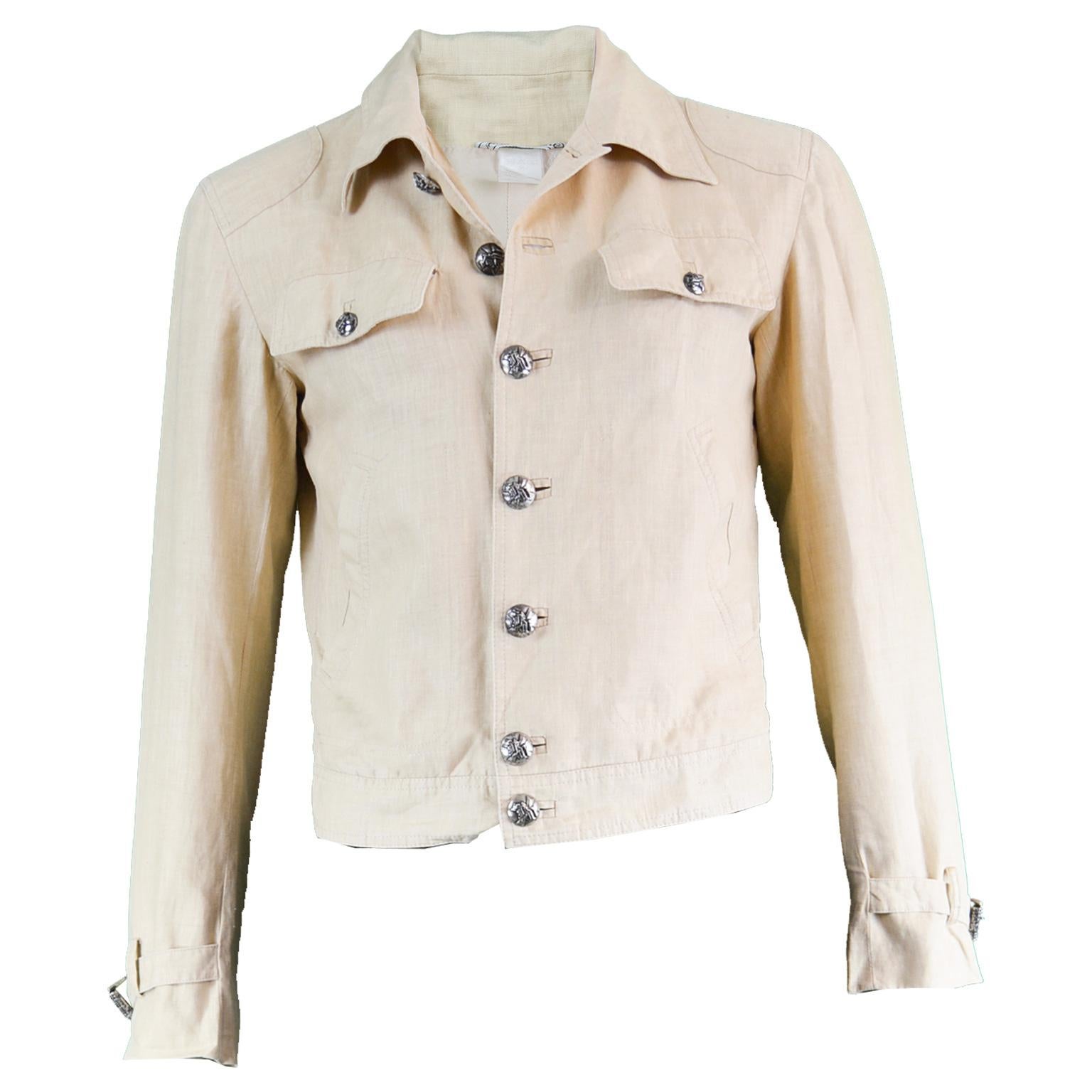 Gianni Versace Couture Pure Cream Linen Men's Unisex Jacket, S/S 2003