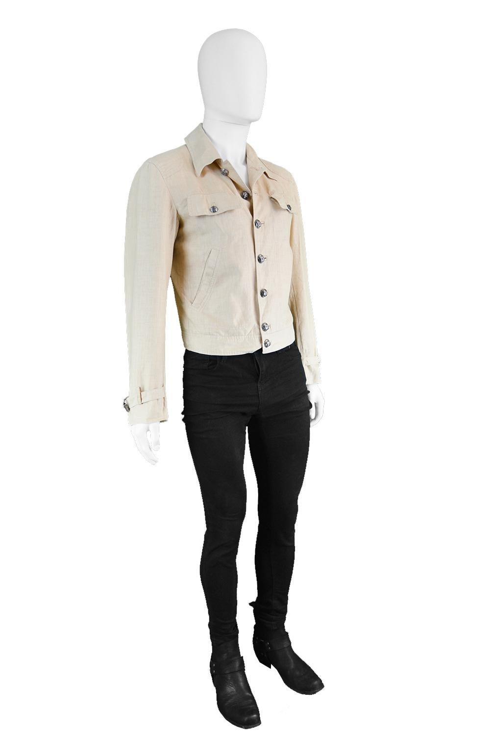 Gianni Versace Couture Pure Cream Linen Men's Unisex Jacket, S/S 2003 3