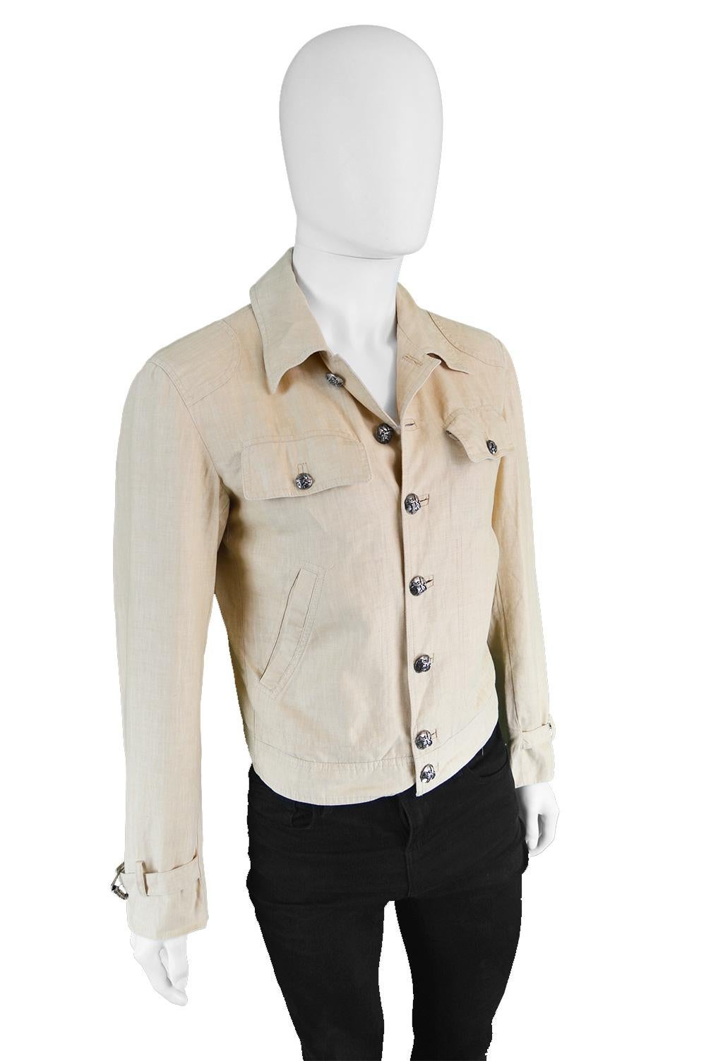 Gianni Versace Couture Pure Cream Linen Men's Unisex Jacket, S/S 2003 1