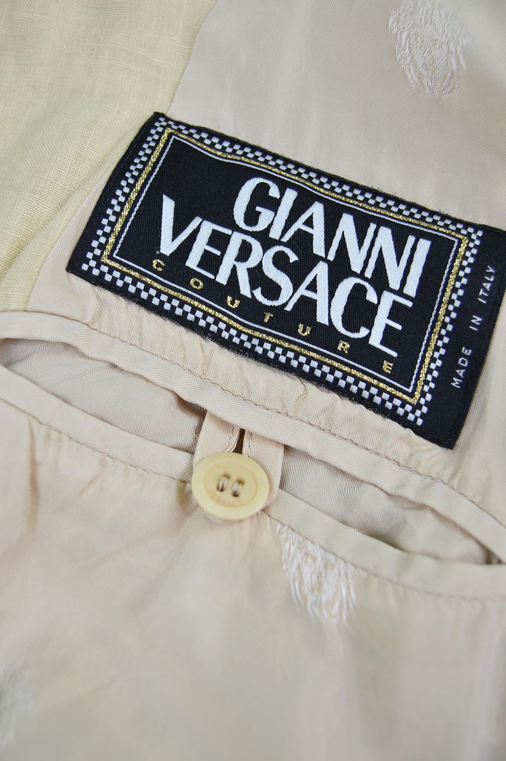 Gianni Versace Couture Pure Cream Linen Men's Unisex Jacket, S/S 2003 6