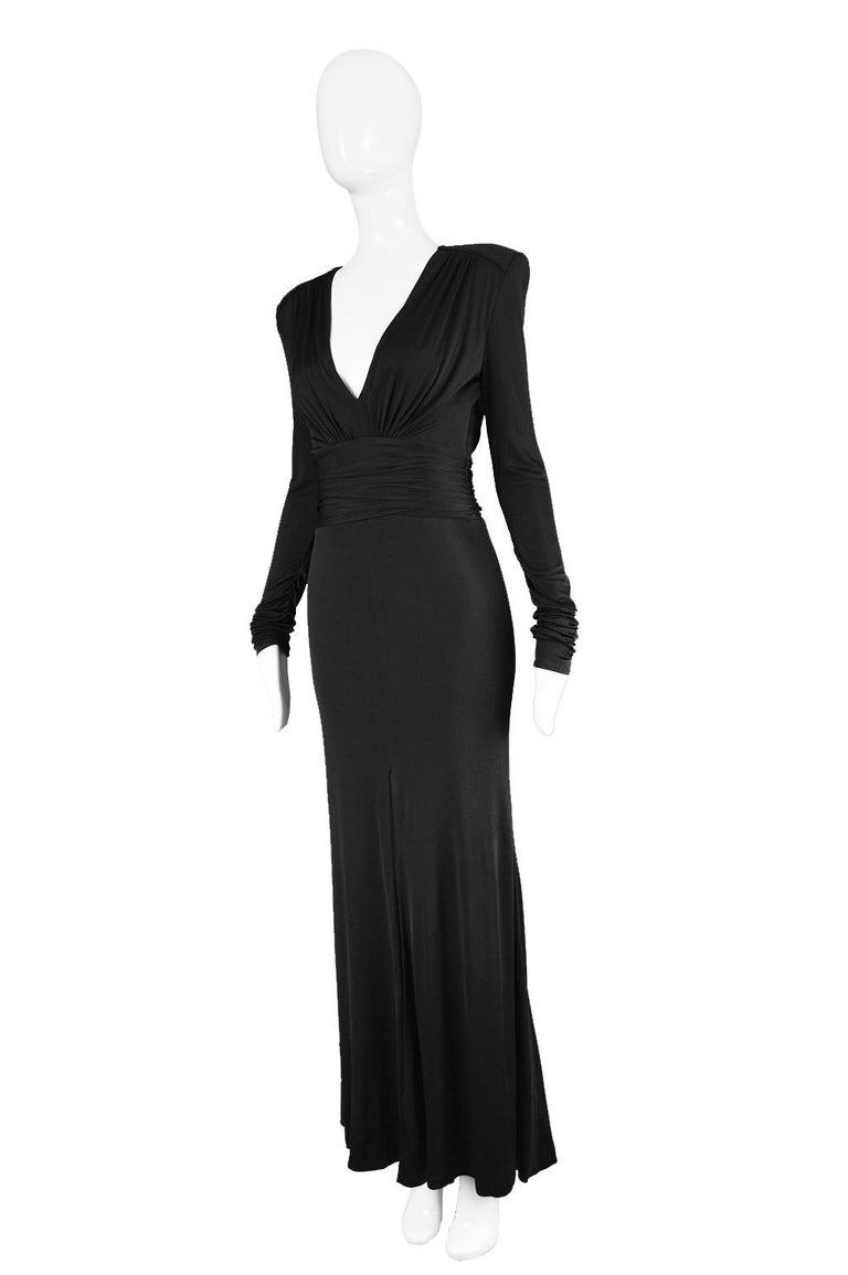 1990s Gianni Versace one-shoulder black dress with push-up