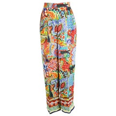 Neiman Marcus Vintage Women's Wide Leg Patterned Silk Palazzo Pants, 1980s