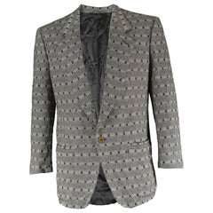 Vintage Gianni Versace Men's Herringbone Pattern Wool Jacquard Blazer Jacket, 1980s