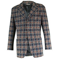 Dolce & Gabbana Vintage Men's Italian Wool & Cotton Plaid Blazer Jacket, 1990s