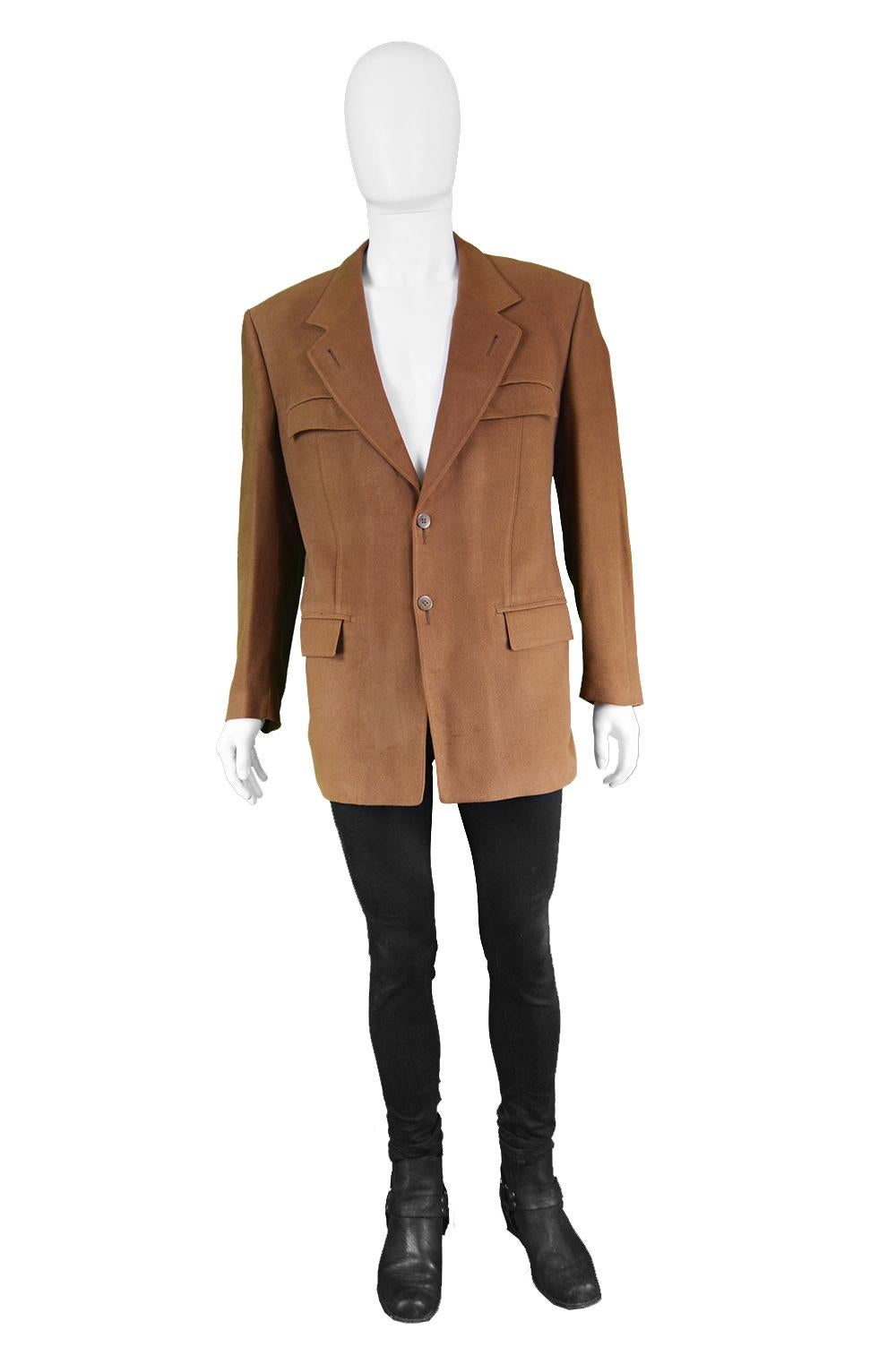 Claude Montana Men's Vintage Brown Modal & Cotton Blazer Jacket, 1990s

Size: Marked EU 48 which is roughly a men's Small to Medium. Please check measurements.
Chest - 42” / 106cm (allow a couple of inches room for movement)
Waist - 38” /