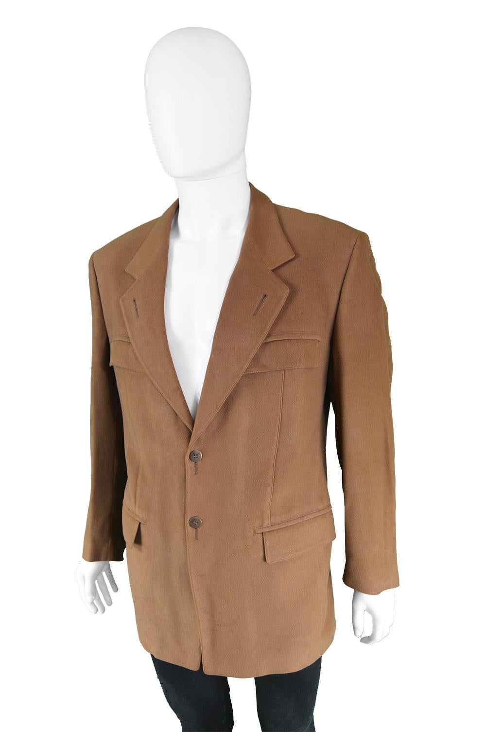 Claude Montana Men's Vintage Brown Modal & Cotton Blazer Jacket, 1990s 1