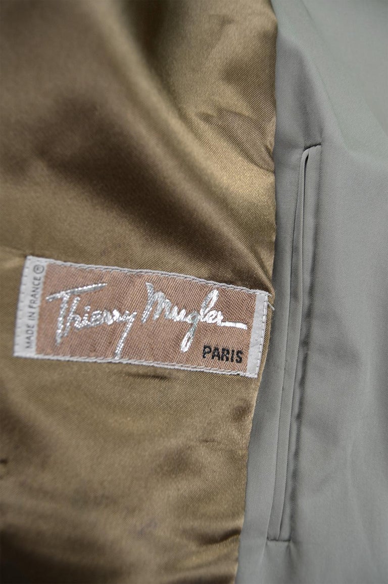 Thierry Mugler Vintage Men's Green Khaki Belted Trench Coat, 1980s For ...