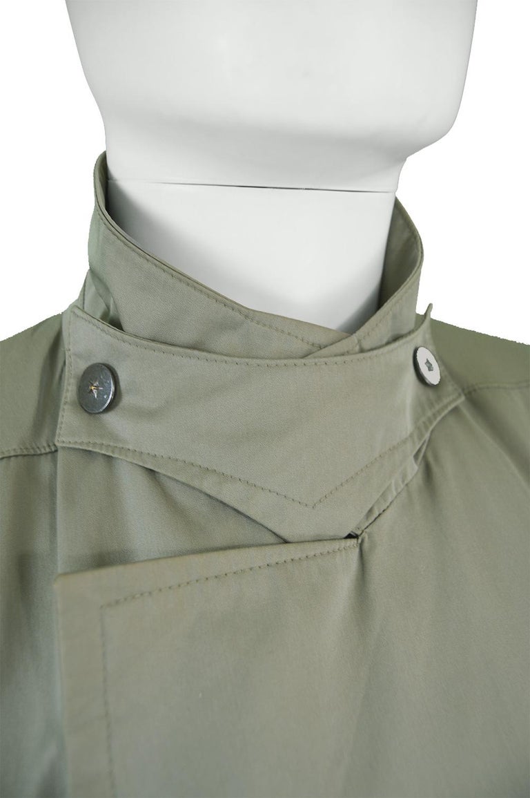 Thierry Mugler Vintage Men's Green Khaki Belted Trench Coat, 1980s For ...