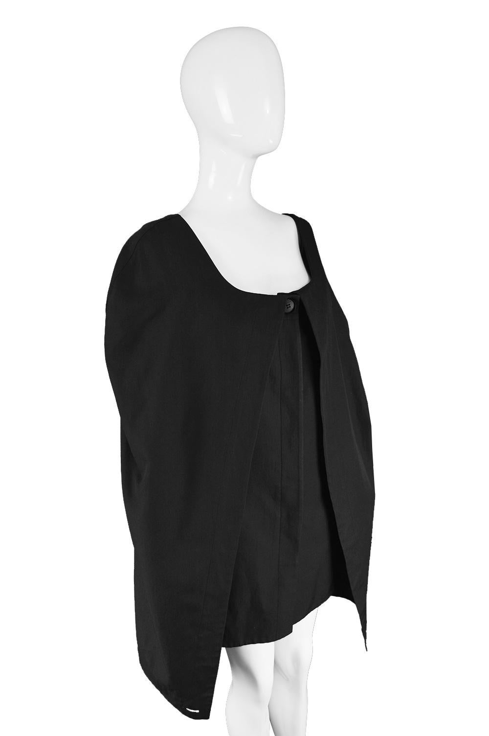 Women's Early John Galliano Black Avant Garde Cape Dress Made in Britain, 1980s