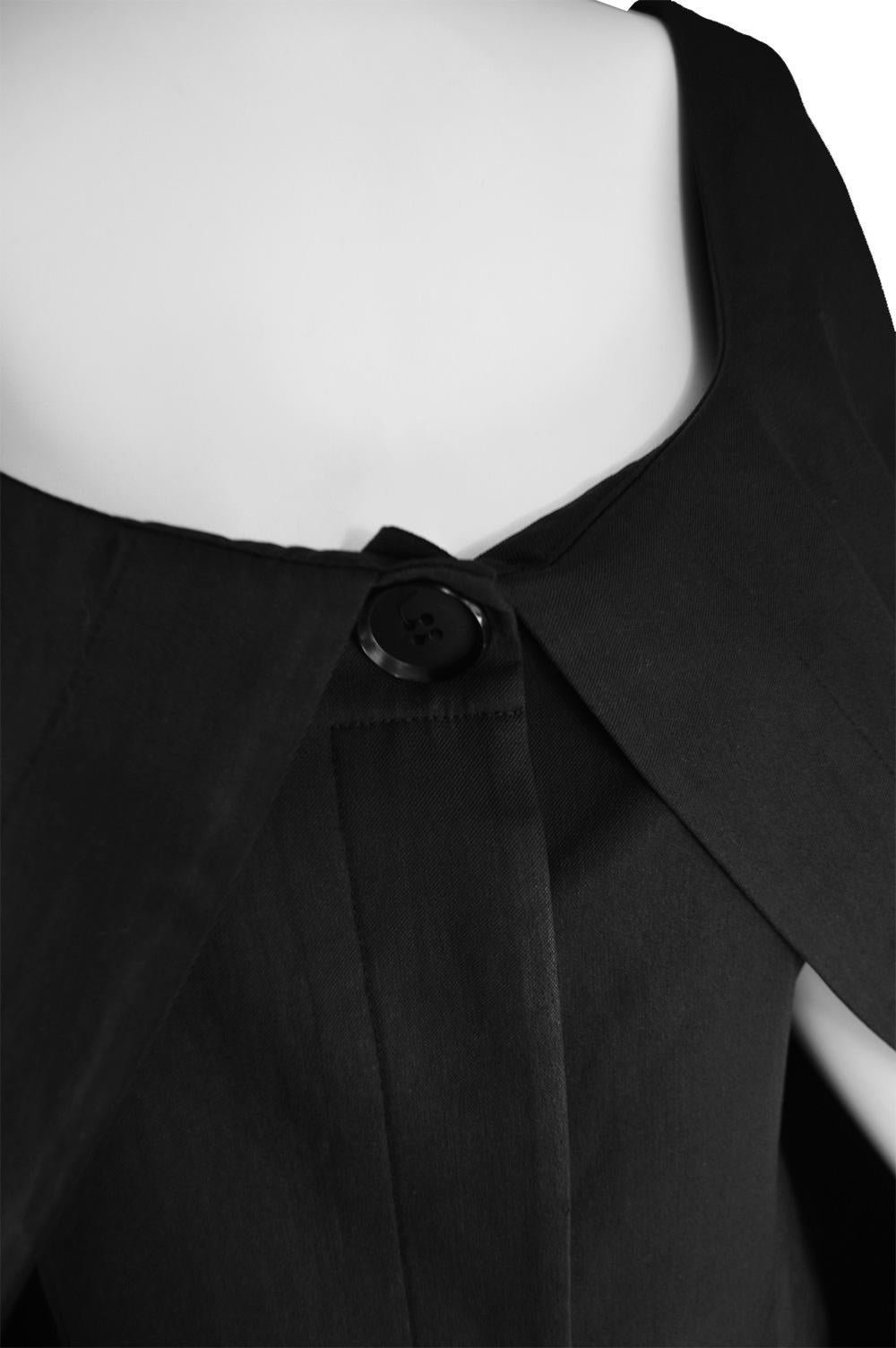 Early John Galliano Black Avant Garde Cape Dress Made in Britain, 1980s 2