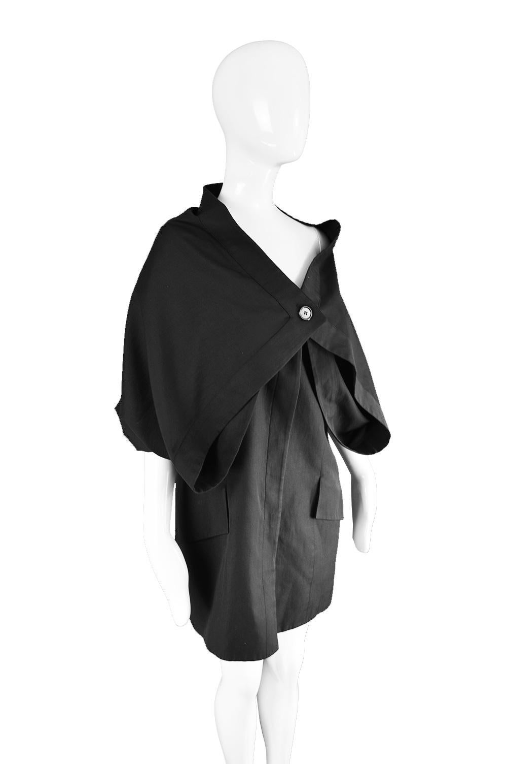 Early John Galliano Black Avant Garde Cape Dress Made in Britain, 1980s 1