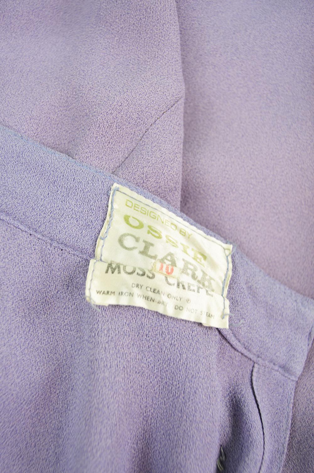 Ossie Clark Vintage Lilac Moss Crepe Halterneck Evening Gown, 1970s For Sale 2