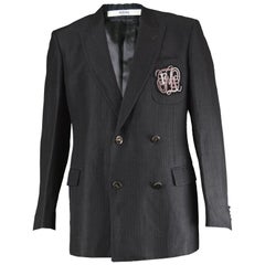 Gianfranco Ferré Men's Embroidered Wool & Ramie Double Breasted Blazer Jacket 50