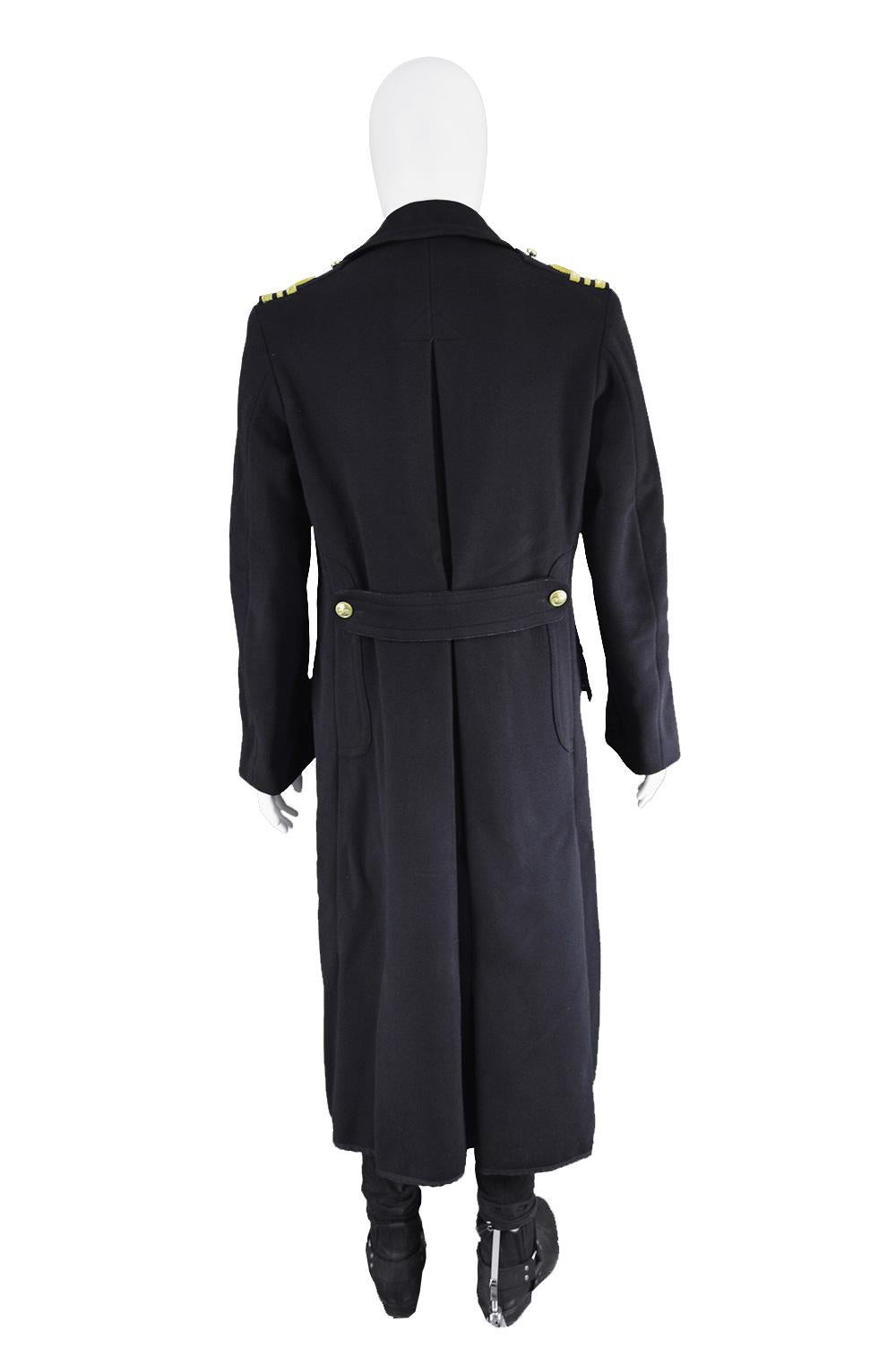Gieves Men's Dark Blue Vintage Heavy Wool Naval Military Coat, 1940s  1