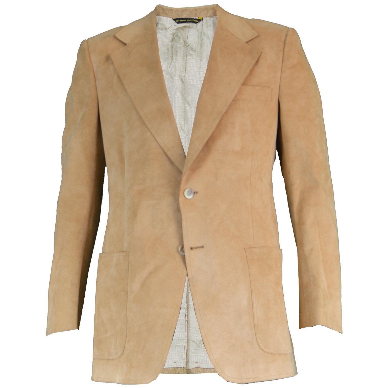 Halston for I. Magnin Men's Vintage 'Halsuede' Brown Blazer Jacket, 1970s