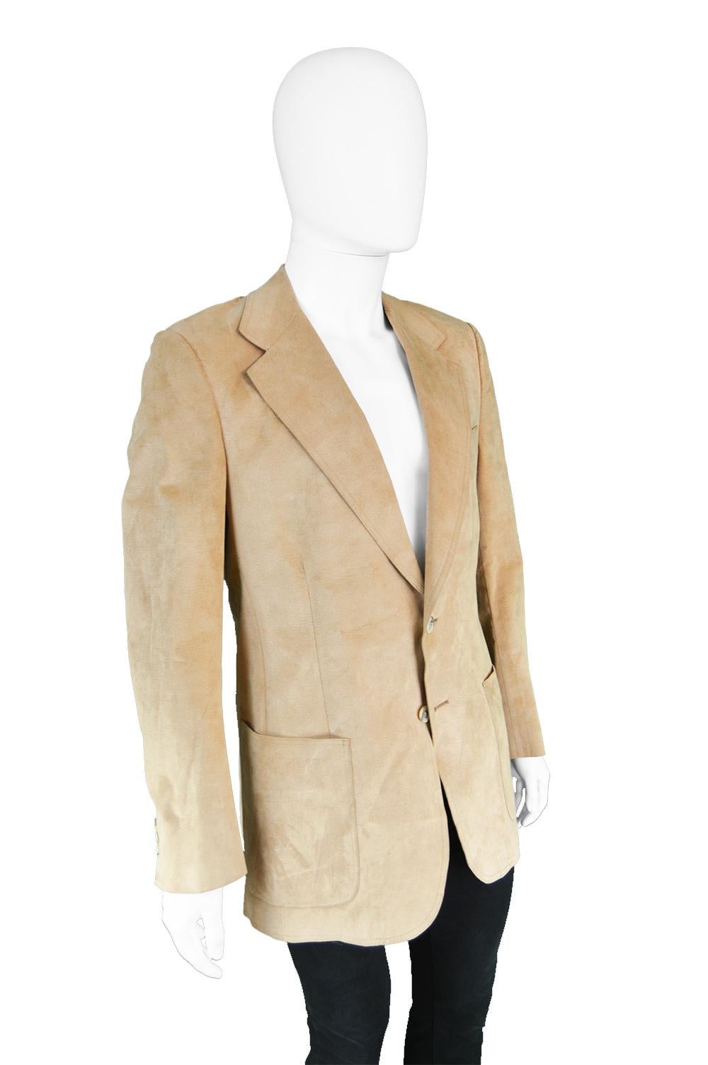 Halston for I. Magnin Men's Vintage 'Halsuede' Brown Blazer Jacket, 1970s 1